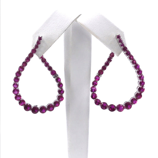 Sterling Silver Pink Drop Earrings - HK Jewels