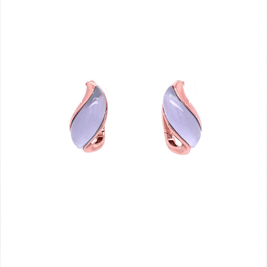 Rose Gold Plated Sterling Silver Purple Hoop Earrings - HK Jewels