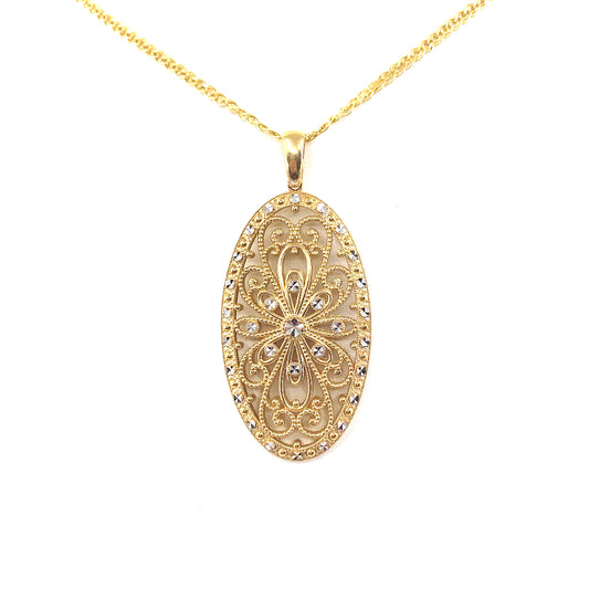 14K Gold Oval Pendant - HK Jewels