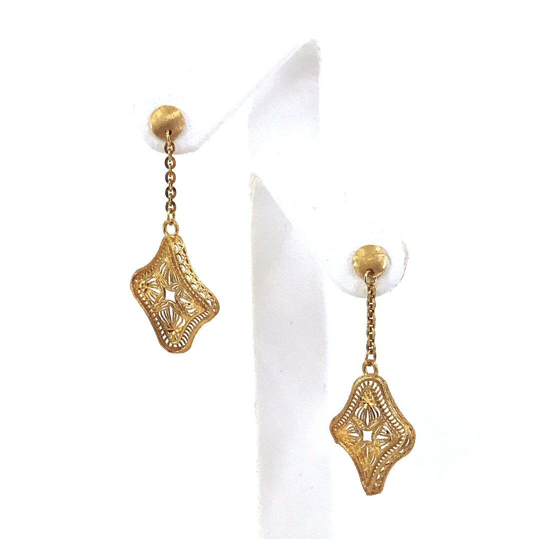 14K Gold Diamond-Shape Earrings - HK Jewels