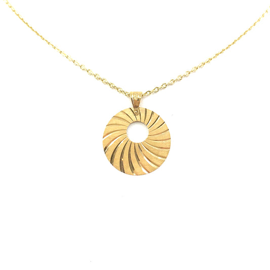 14K Gold Circle Pendant - HK Jewels