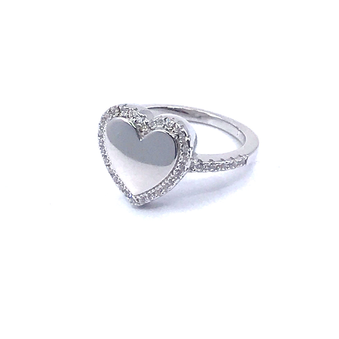 Sterling Silver Heart Mirror Ring - HK Jewels