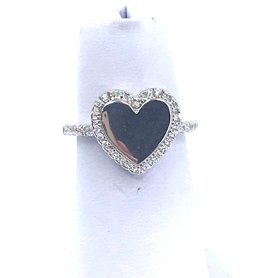 Sterling Silver Heart Mirror Ring - HK Jewels