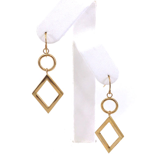 14K Gold Diamond-Shape Earrings - HK Jewels