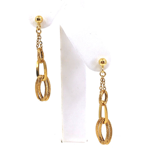 14K Gold Twisted Oval Link Earrings - HK Jewels