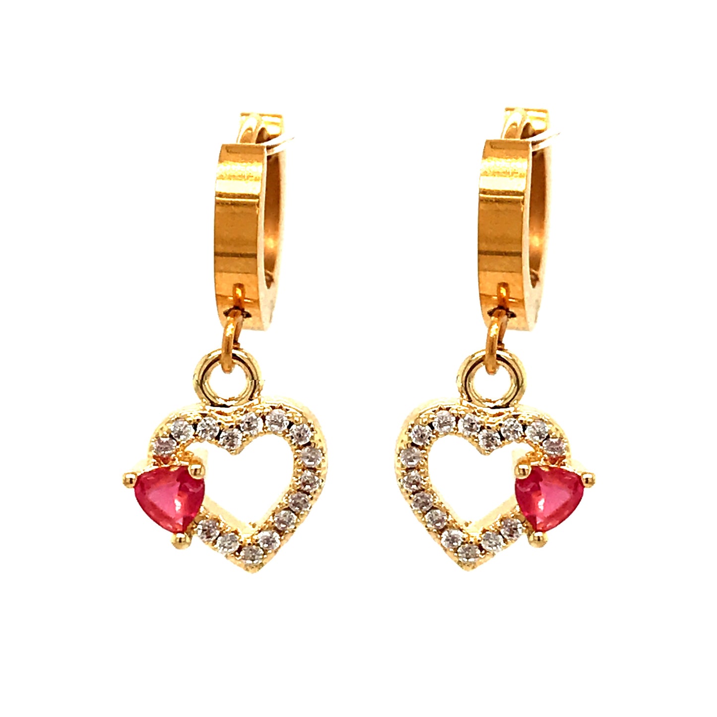 Surgical Steel Pink Heart Earrings - HK Jewels