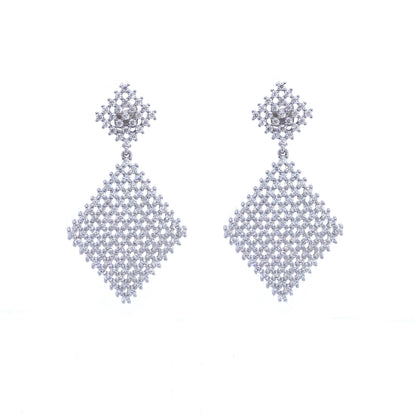 Sterling Silver Double Diamond Shape Earring - HK Jewels