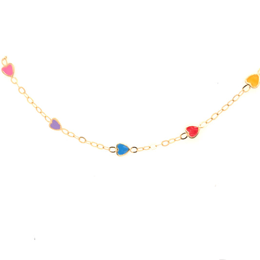 14k Multicolor Heart Bracelet - HK Jewels