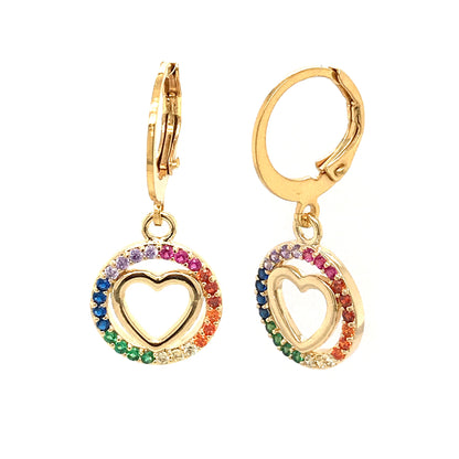 Surgical Steel Rainbow Circle with Heart Earring - HK Jewels