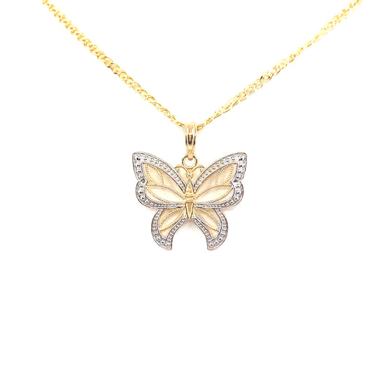 14K Gold Butterfly Pendant - HK Jewels