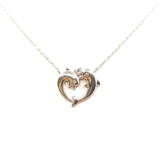 Sterling Silver Dolphin Heart Necklace - HK Jewels