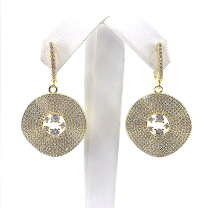 Gold Plated Sterling Silver Micro Pave Circle Earrings - HK Jewels