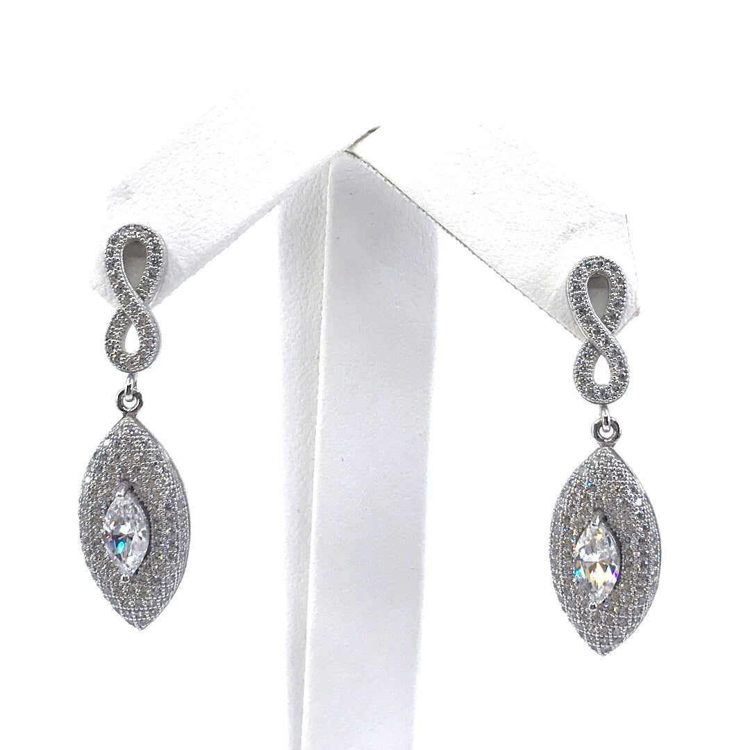 Sterling Silver Marquis-Shaped Earrings - HK Jewels