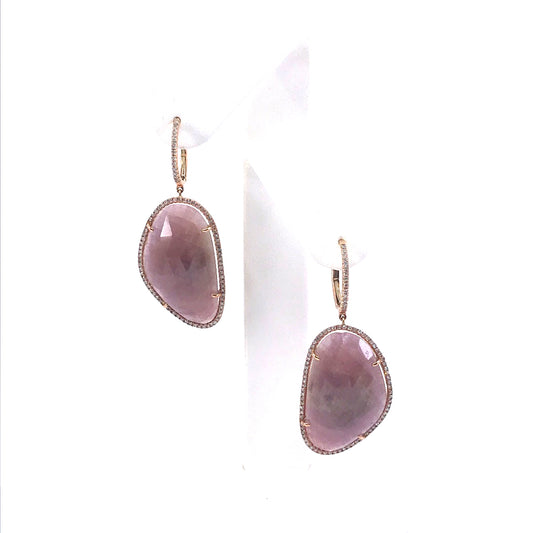 14K Rose Gold Sliced Sapphire Earring - HK Jewels