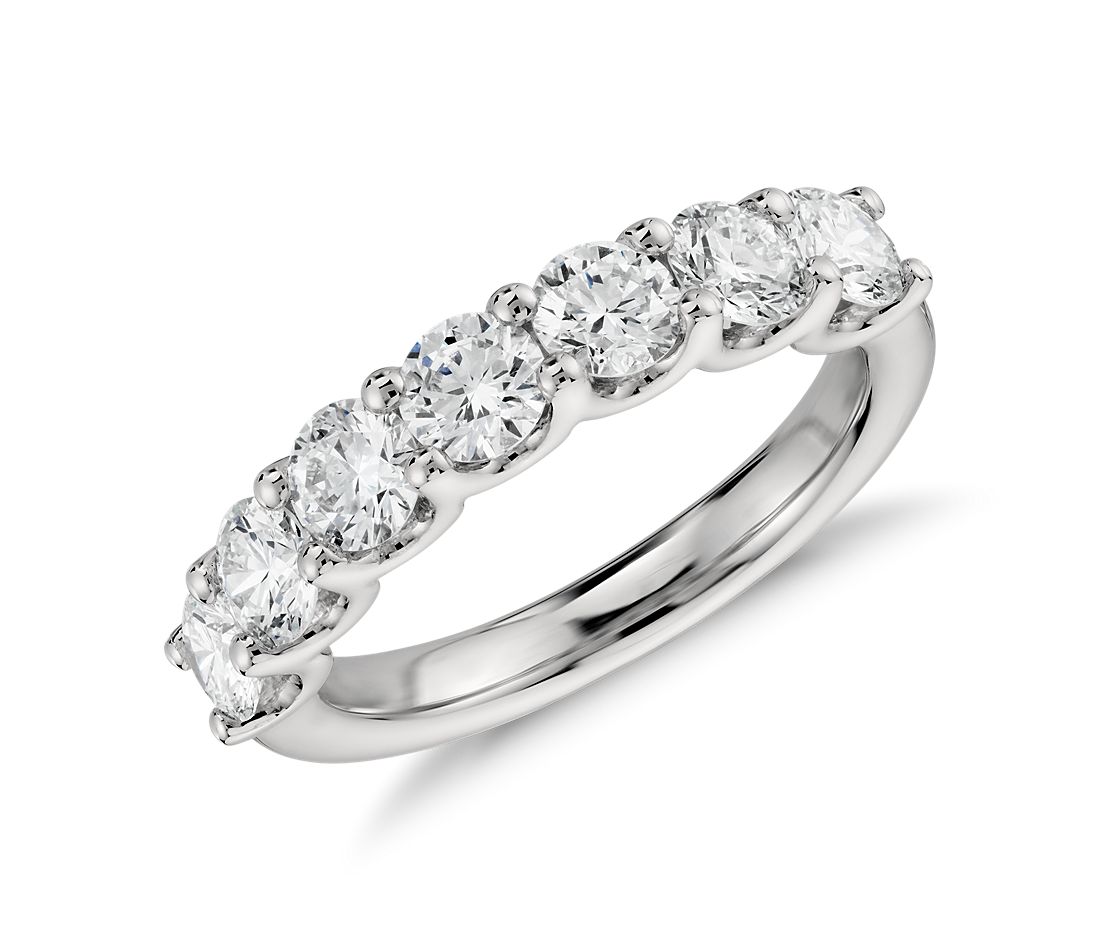 7 Diamond 14k White Gold U Shaped Ring - HK Jewels