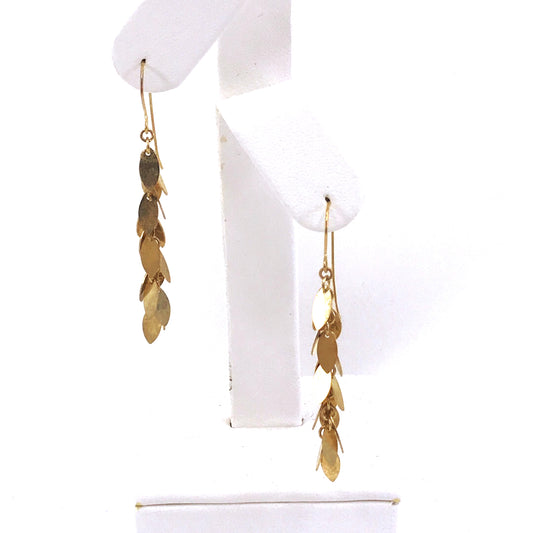 14K Gold Marquis-Shaped Long Earrings - HK Jewels