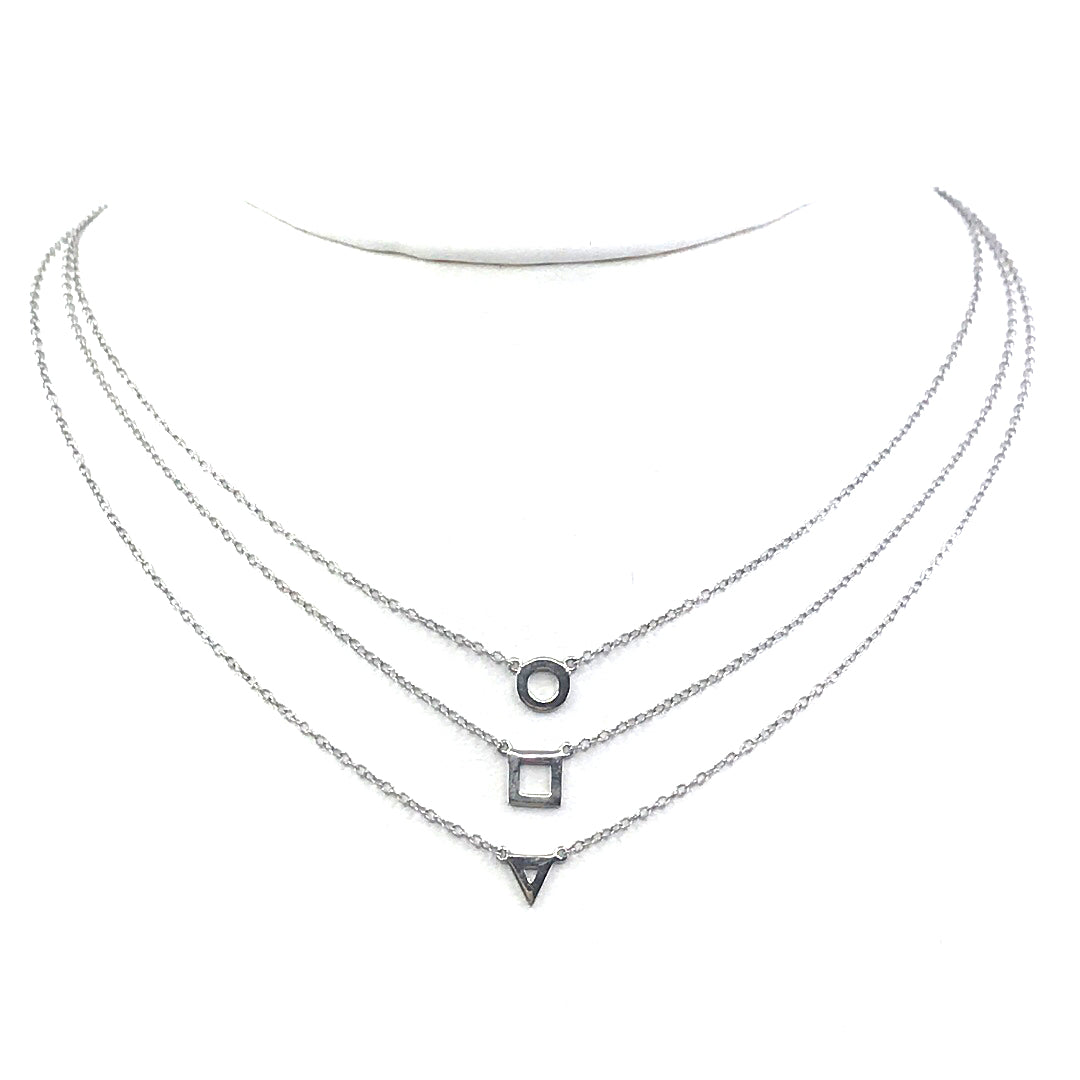 Sterling Silver Triple Chain Necklace - HK Jewels