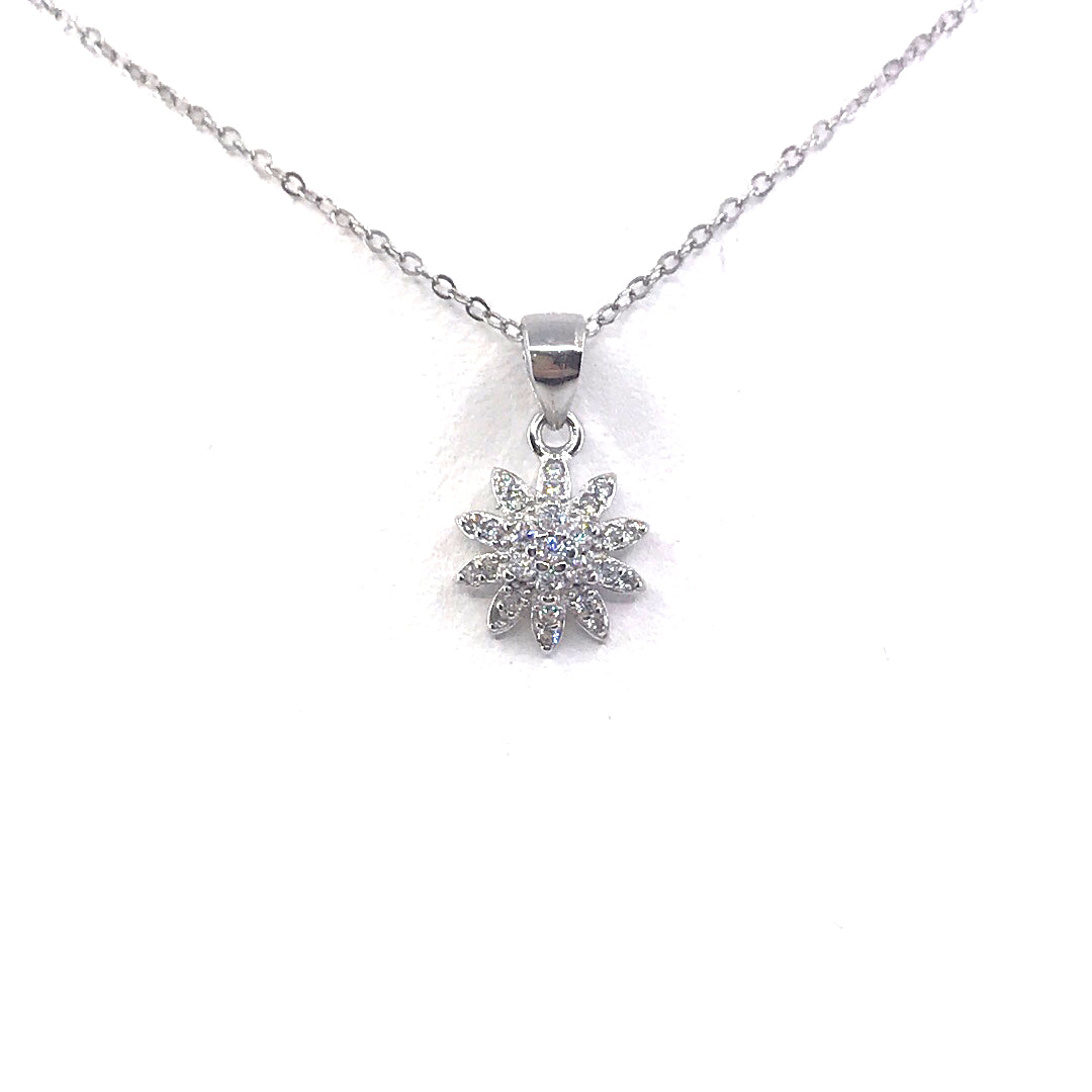 Sterling Silver Flower Pendant - HK Jewels