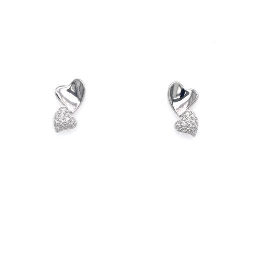 Sterling Silver Heart Stud Earrings - HK Jewels