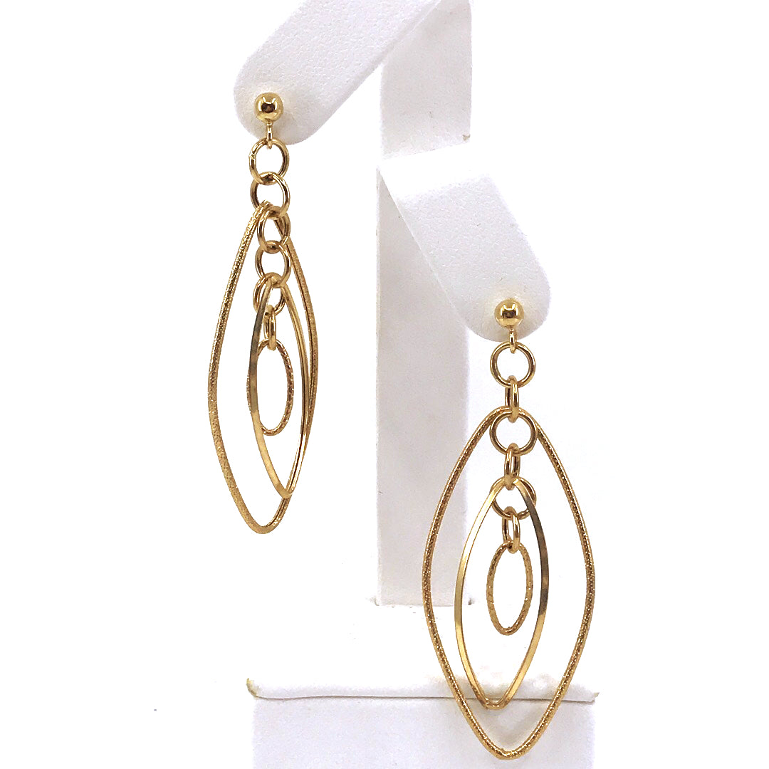 14K Gold Marquis-Shaped Earrings - HK Jewels