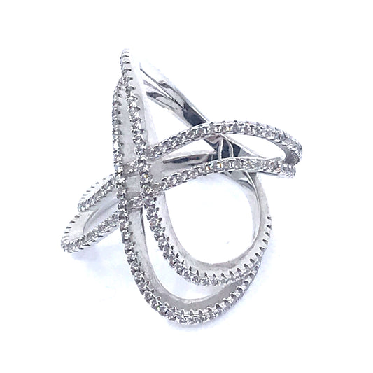 Sterling Silver "X" Ring - HK Jewels