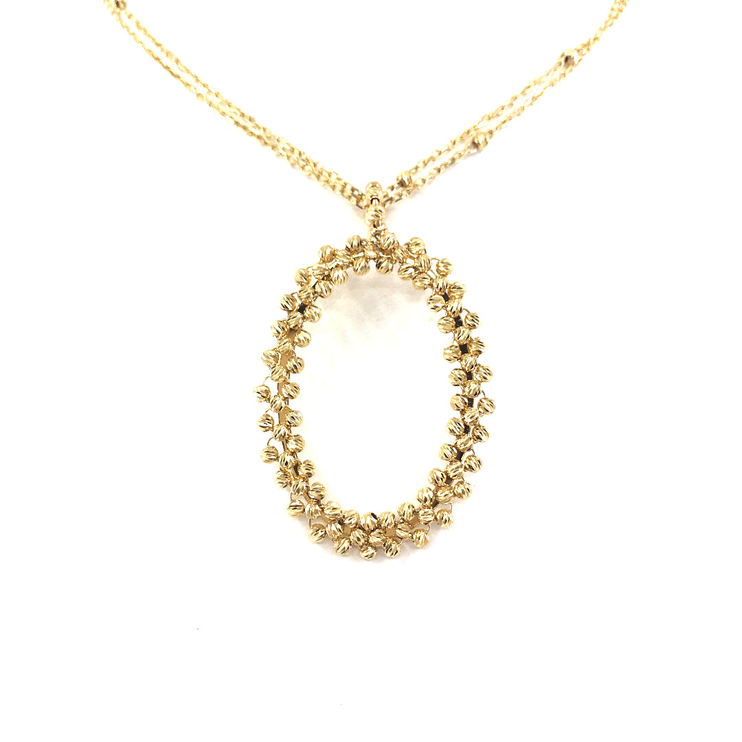 14K Gold Oval Pendant - HK Jewels