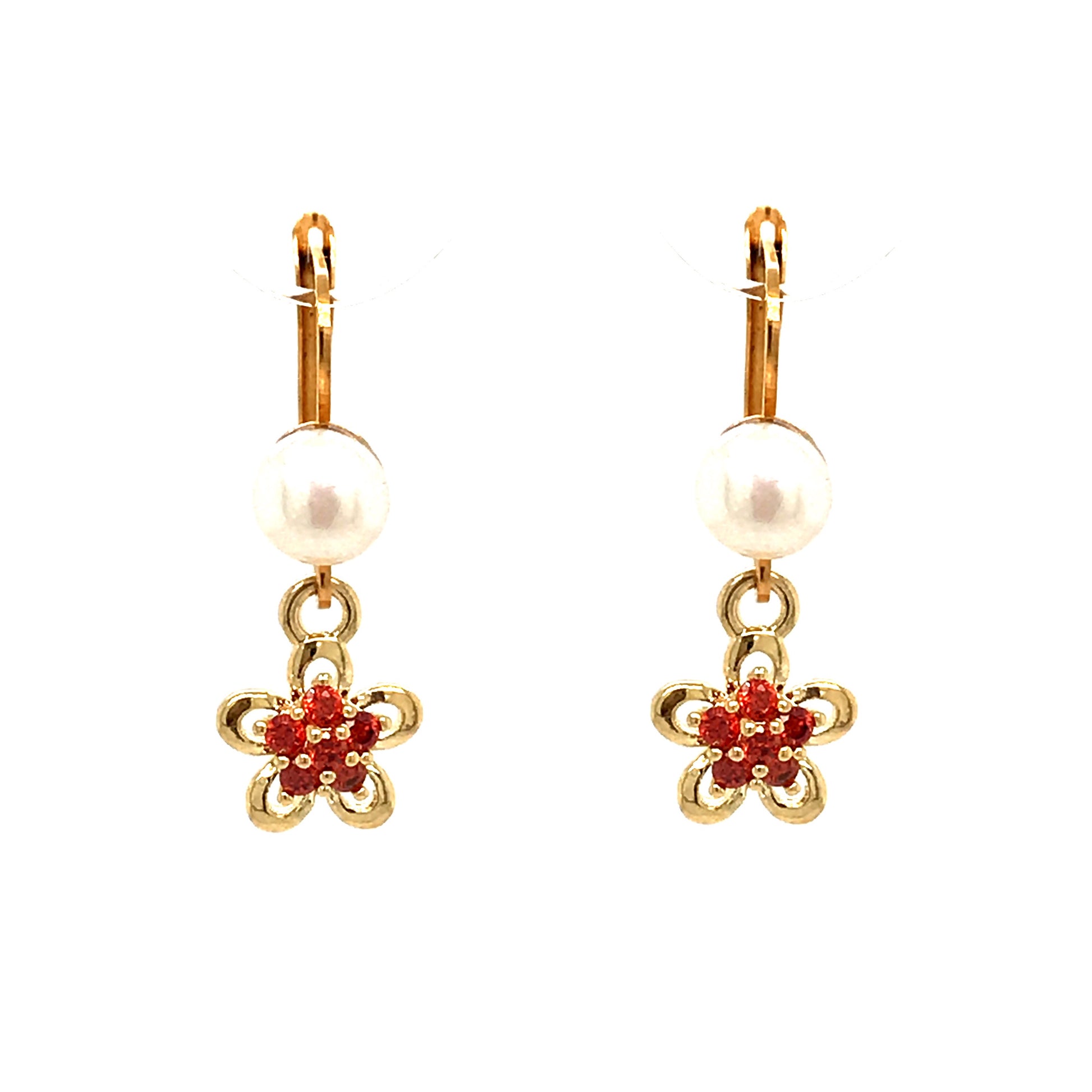 Surgical Steel Red Flower Earrings - HK Jewels