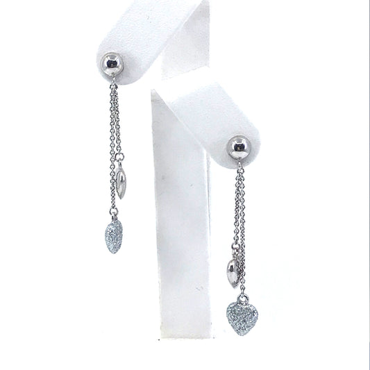 14K White Gold Heart Earrings - HK Jewels