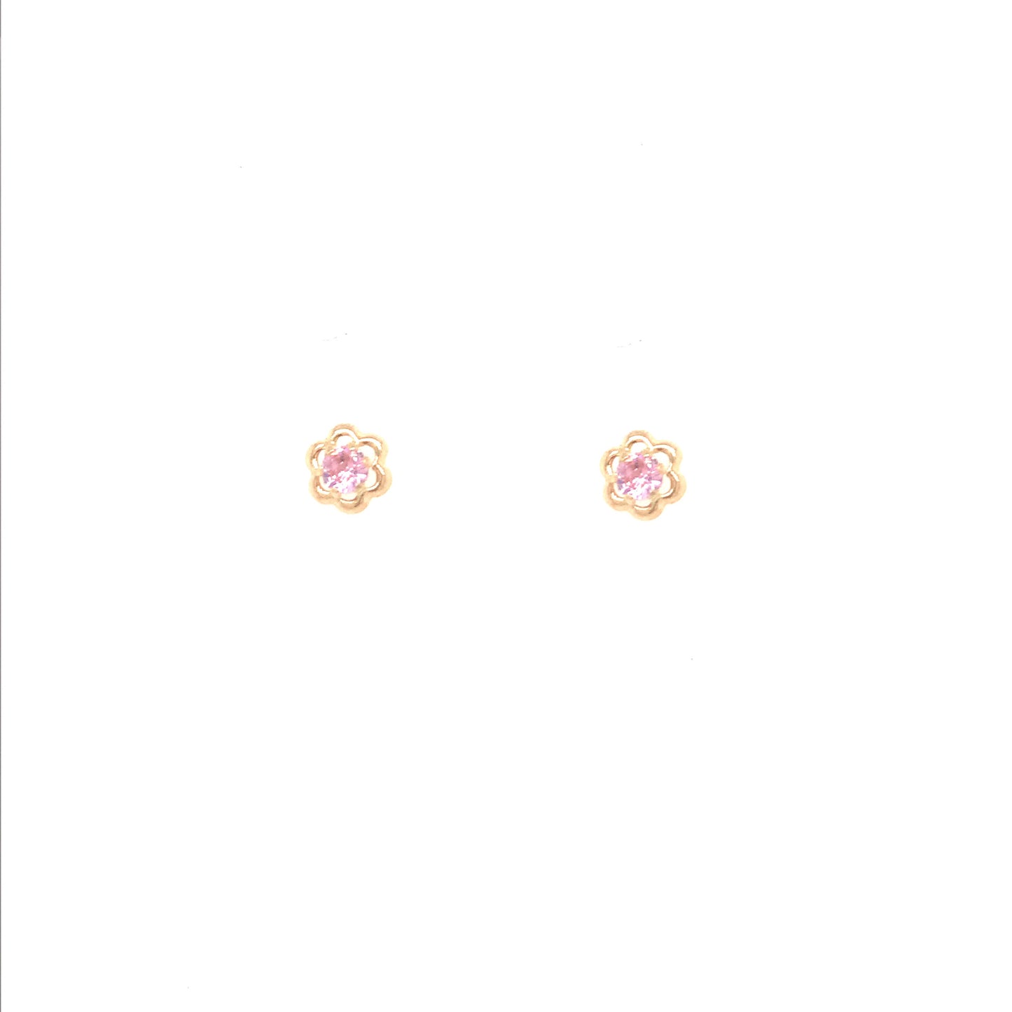 14k Pink Stone Flower Stud Earring - HK Jewels