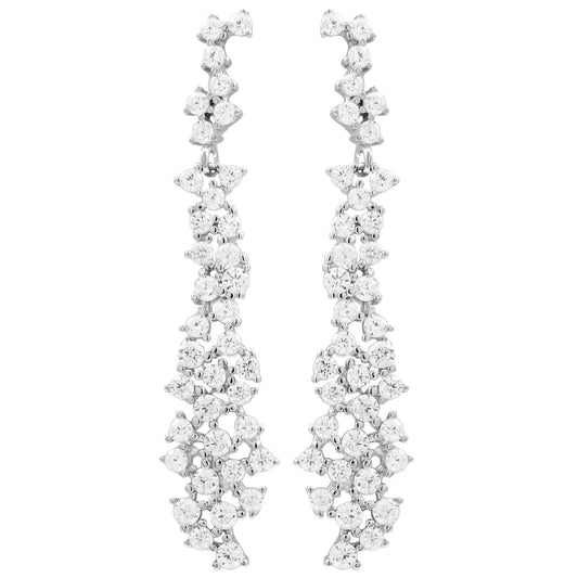 RHODIUM PLATED STERLING SILVER, WHITE CZ POST EARRINGS - HK Jewels