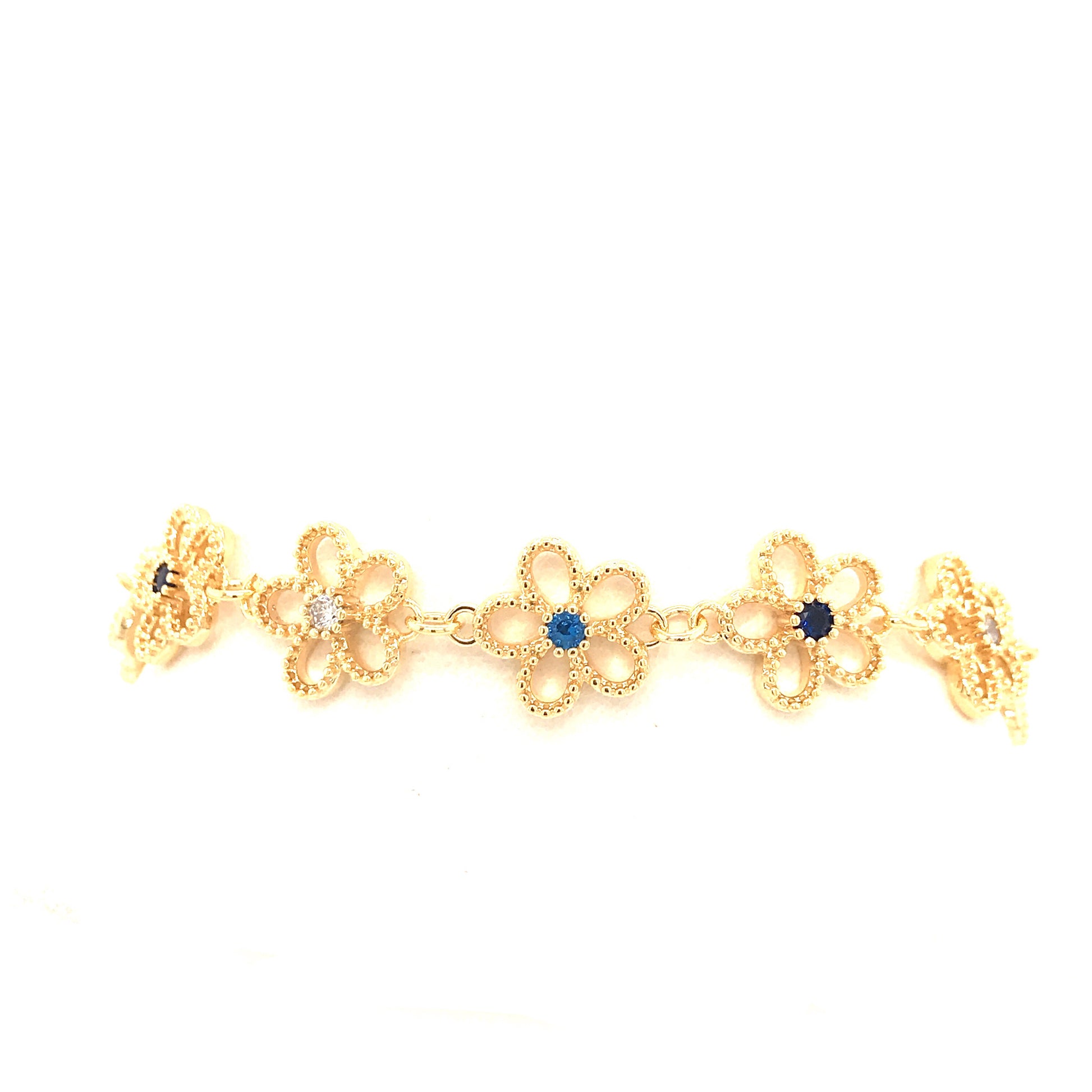 Flower Bracelet with Blue Stones - HK Jewels