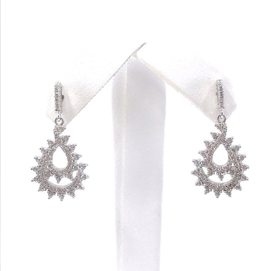 Sterling Silver Sunburst Teardrop Earrings - HK Jewels
