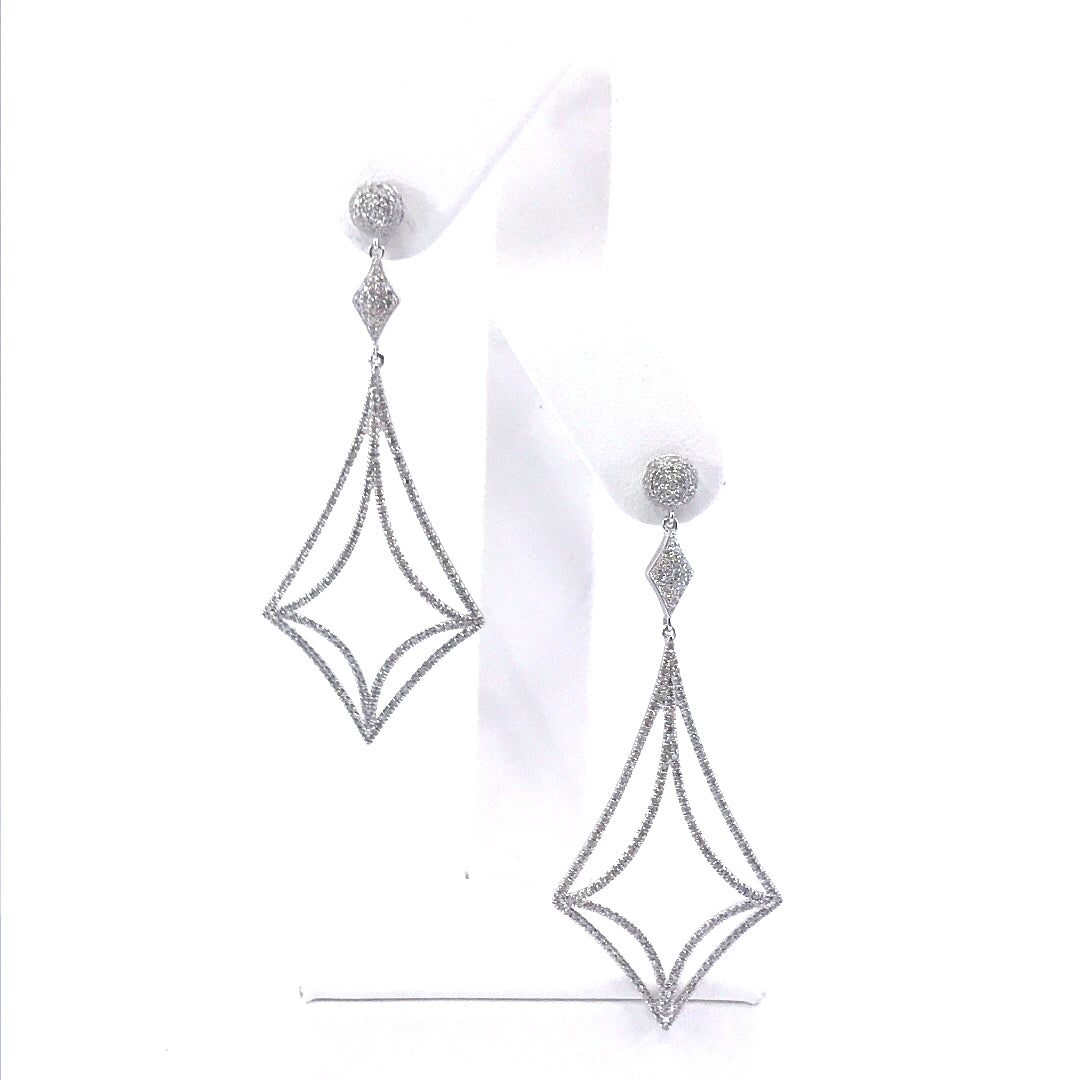 14K White Gold Kite-Shaped Earrings - HK Jewels