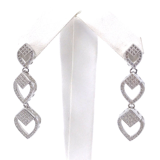 Sterling Silver Marquis-Shaped Earrings - HK Jewels