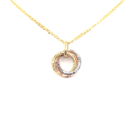 14K Gold Tricolor Circle Pendant - HK Jewels