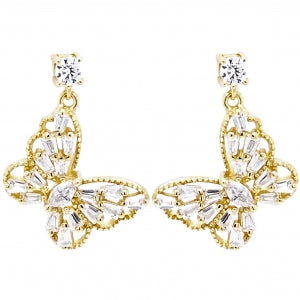 STERLING SILVER CZ BUTTERFLY POST EARRINGS - HK Jewels