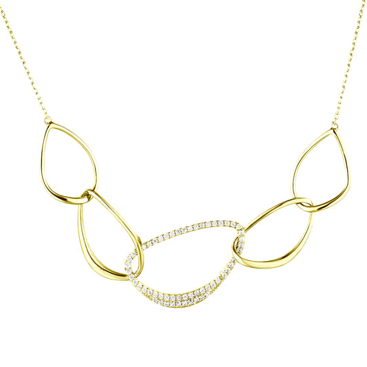 Sterling Silver CZ Link Necklace - HK Jewels