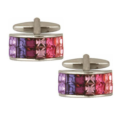 Curved Rectangle Pink and Purple Cufflinks - HK Jewels