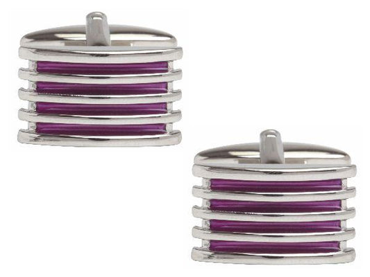 Purple 4-Rib Enamel Cufflinks - HK Jewels