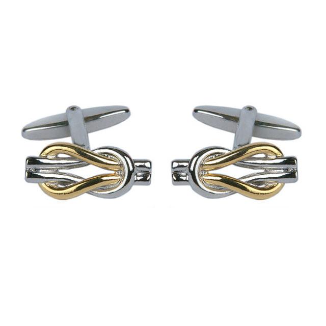 Two Tone Gold and Rhodium Plated Intertwined Cufflinks - HK Jewels