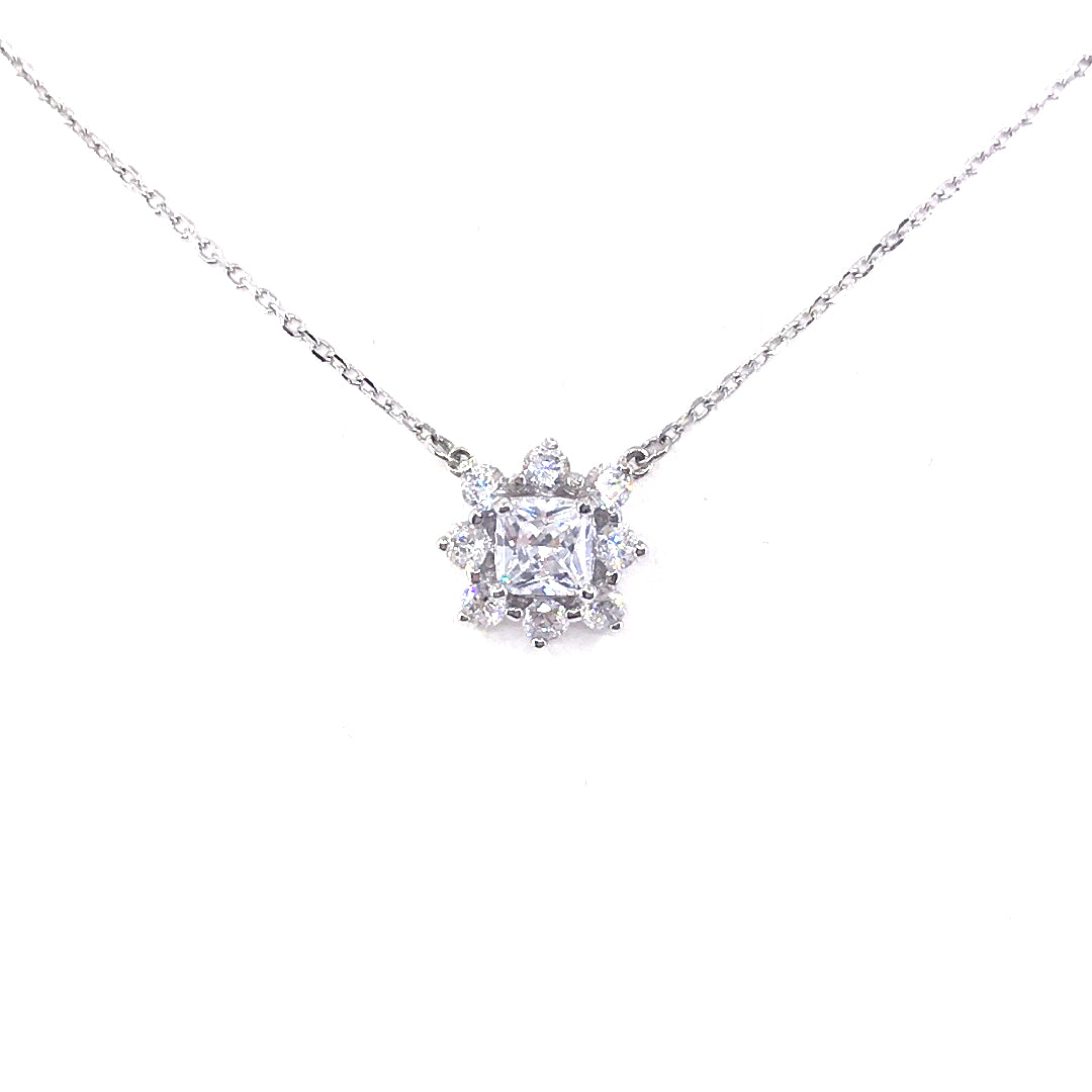 Sterling Silver Flower Necklace - HK Jewels