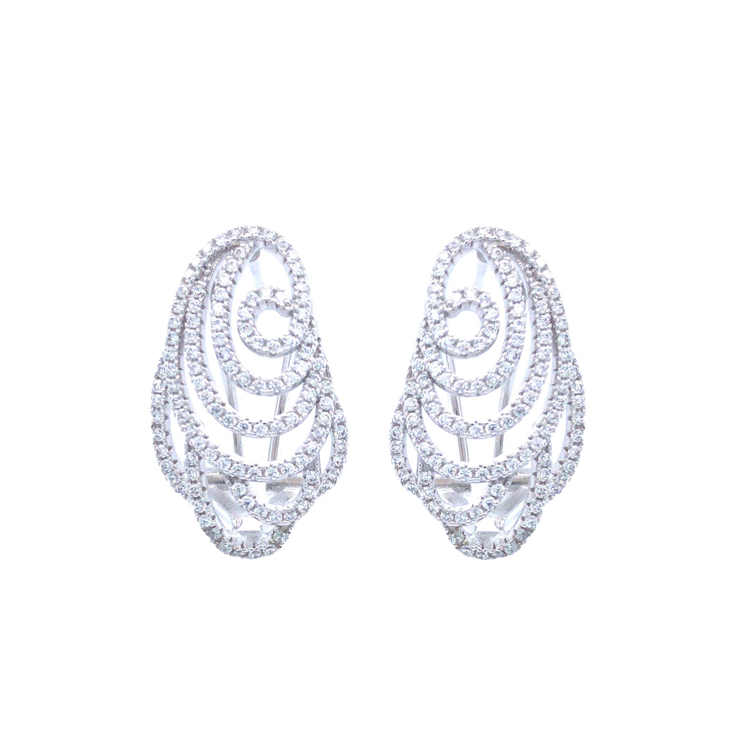 Sterling Silver CZ Large Oval Stud Earring - HK Jewels