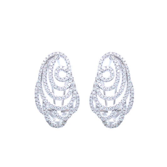 Sterling Silver CZ Large Oval Stud Earring - HK Jewels