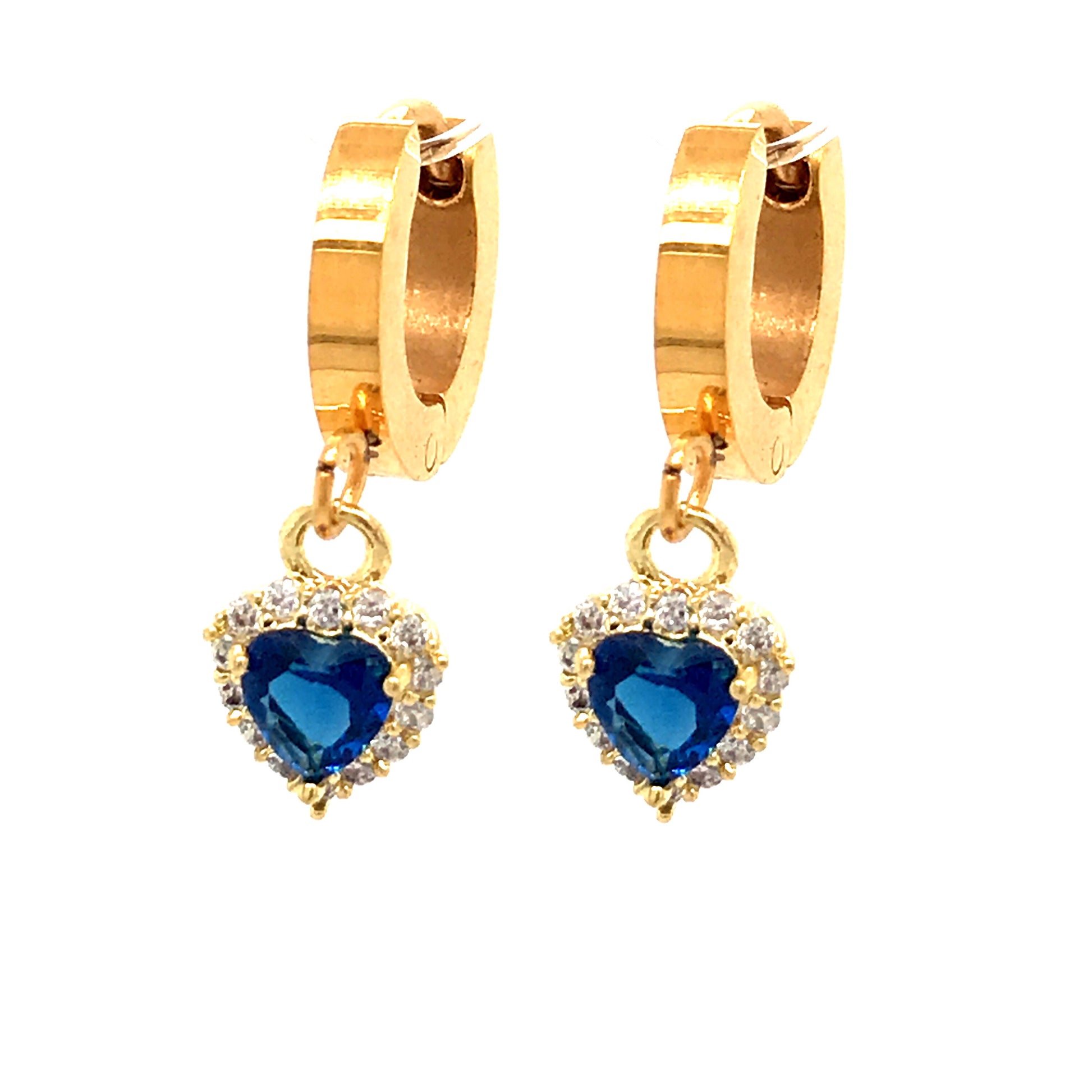 Surgical Steel Blue Tiny Heart Earrings - HK Jewels