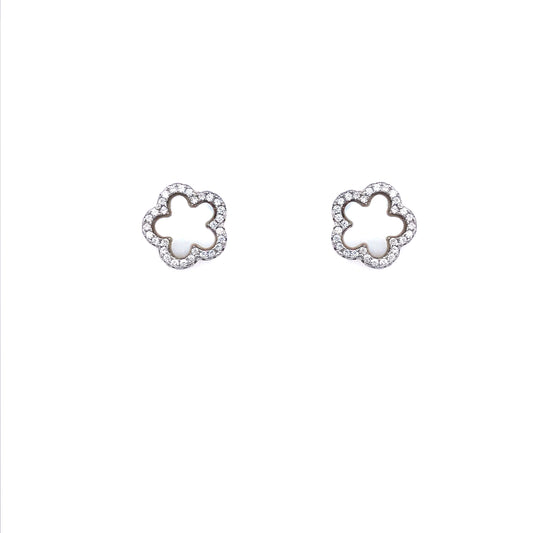 Sterling Silver Flower Stud Earrings - HK Jewels