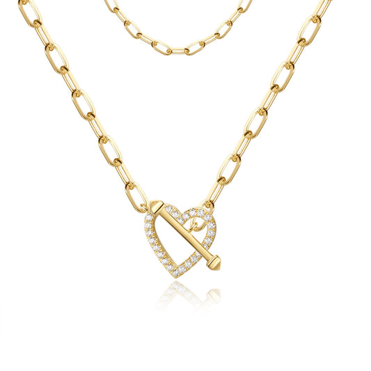14K Gold and Diamond Heart Necklace - HK Jewels
