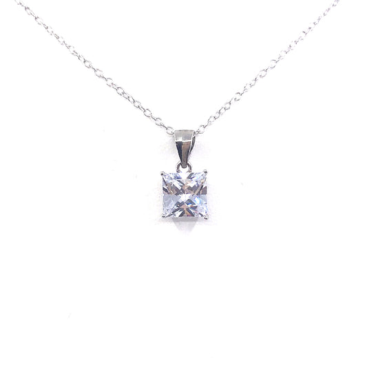 Sterling Silver Square CZ Pendant - HK Jewels