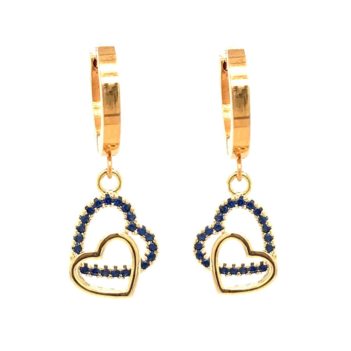Surgical Steel Blue Double Heart Earrings - HK Jewels
