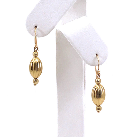 Gold Oval Bead Earrings - HK Jewels