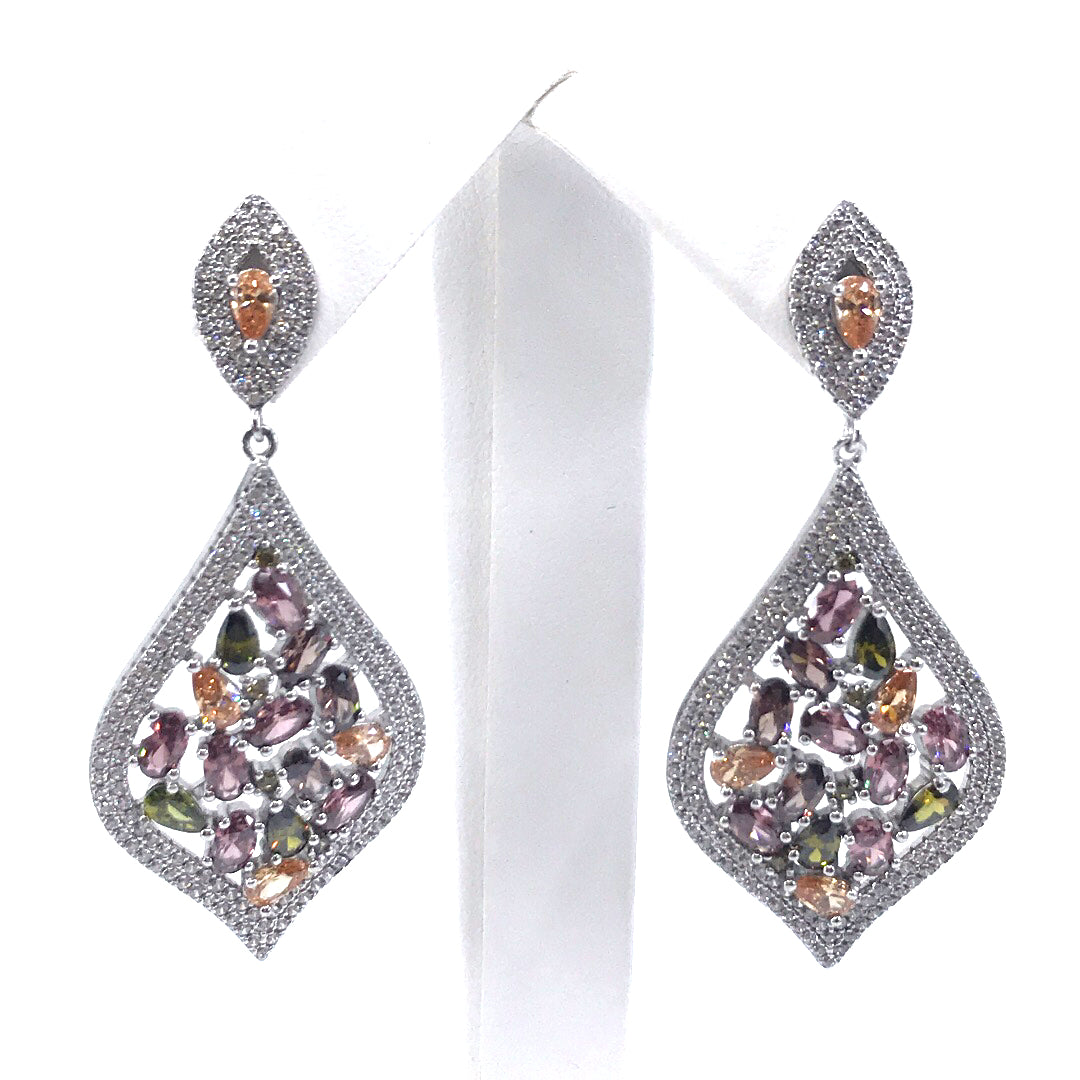 Sterling Silver Multicolor Earrings - HK Jewels